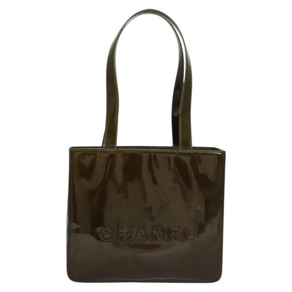 CHANEL Hand Bag Enamel Khaki CC Auth - Picture 3 of 15